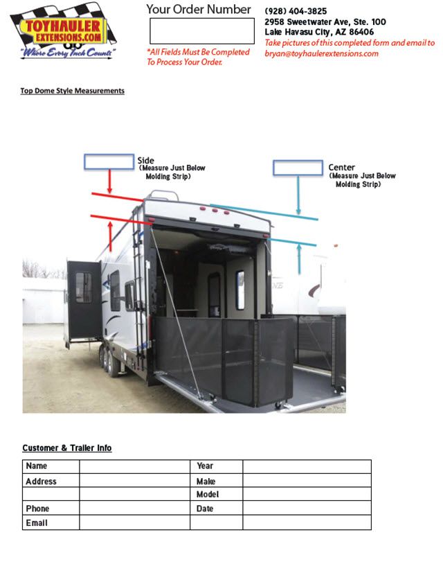 Install Instructions Toy Hauler Extensions